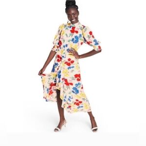Rixo X Target Floral Mock Neck Cascade Ruffle Garden Party Long Midi Maxi Dress
